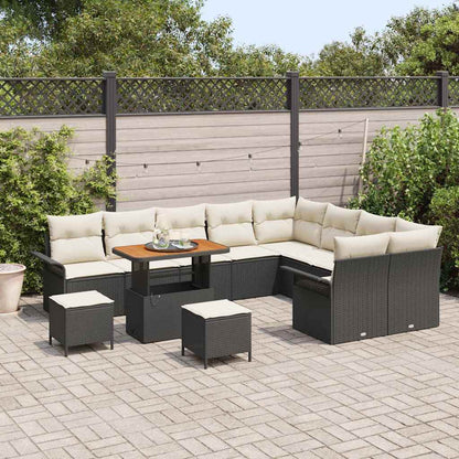 Garten-Sofa-Set 12 pcs Schwarz und Creme 90 x 55 x 71 cm