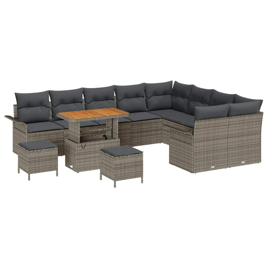 Garten-Sofa-Set mit Kissen 12 pcs Grau 90 x 55 x 71 cm