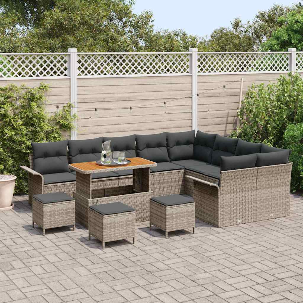 Garten-Sofa-Set mit Kissen 13 pcs Grau 110 x 55 x 71 cm