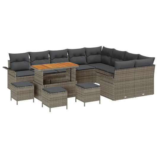 Garten-Sofa-Set mit Kissen 13 pcs Grau 110 x 55 x 71 cm