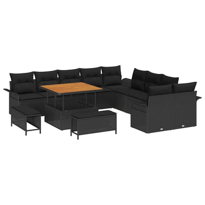 Garten-Sofa-Set mit Kissen 13 pcs Schwarz 100 x 100 x 71 cm