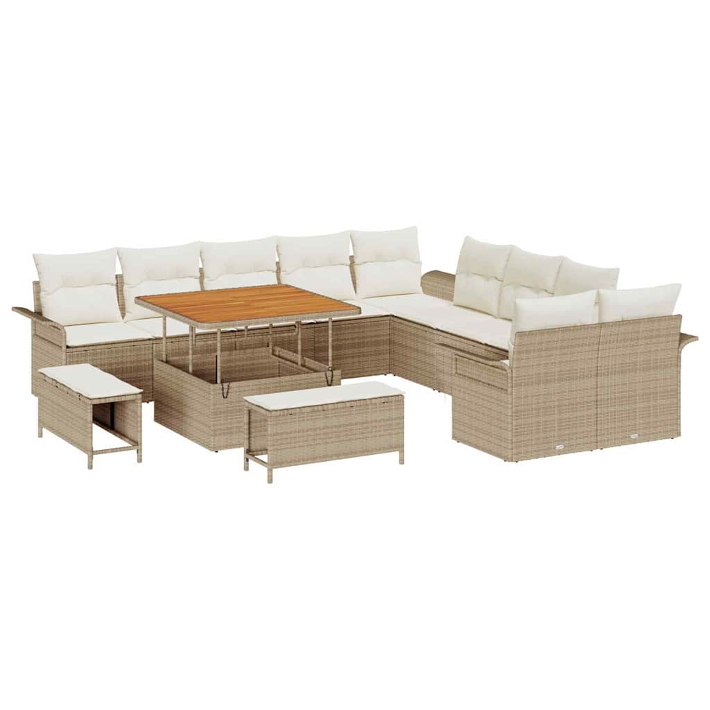 Garten-Sofa-Set 13 pcs Beige und Creme 100 x 100 x 71 cm