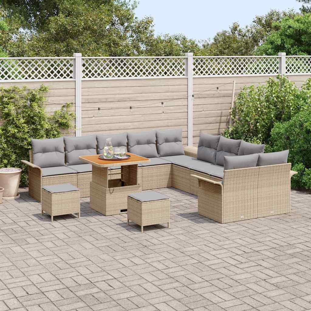Garten-Sofa-Set 13 pcs Beige und Hellgrau 80 x 80 x 71 cm
