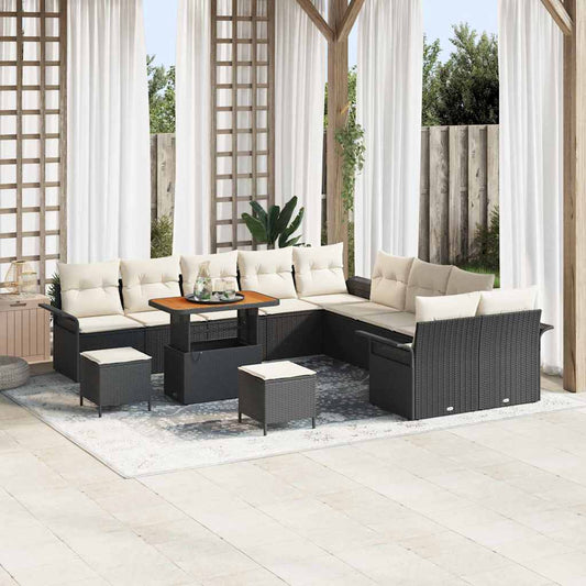 Garten-Sofa-Set 13 pcs Schwarz und Creme 90 x 55 x 71 cm