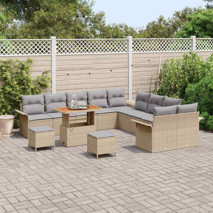 Garten-Sofa-Set 13 pcs Beige und Hellgrau 90 x 55 x 71 cm
