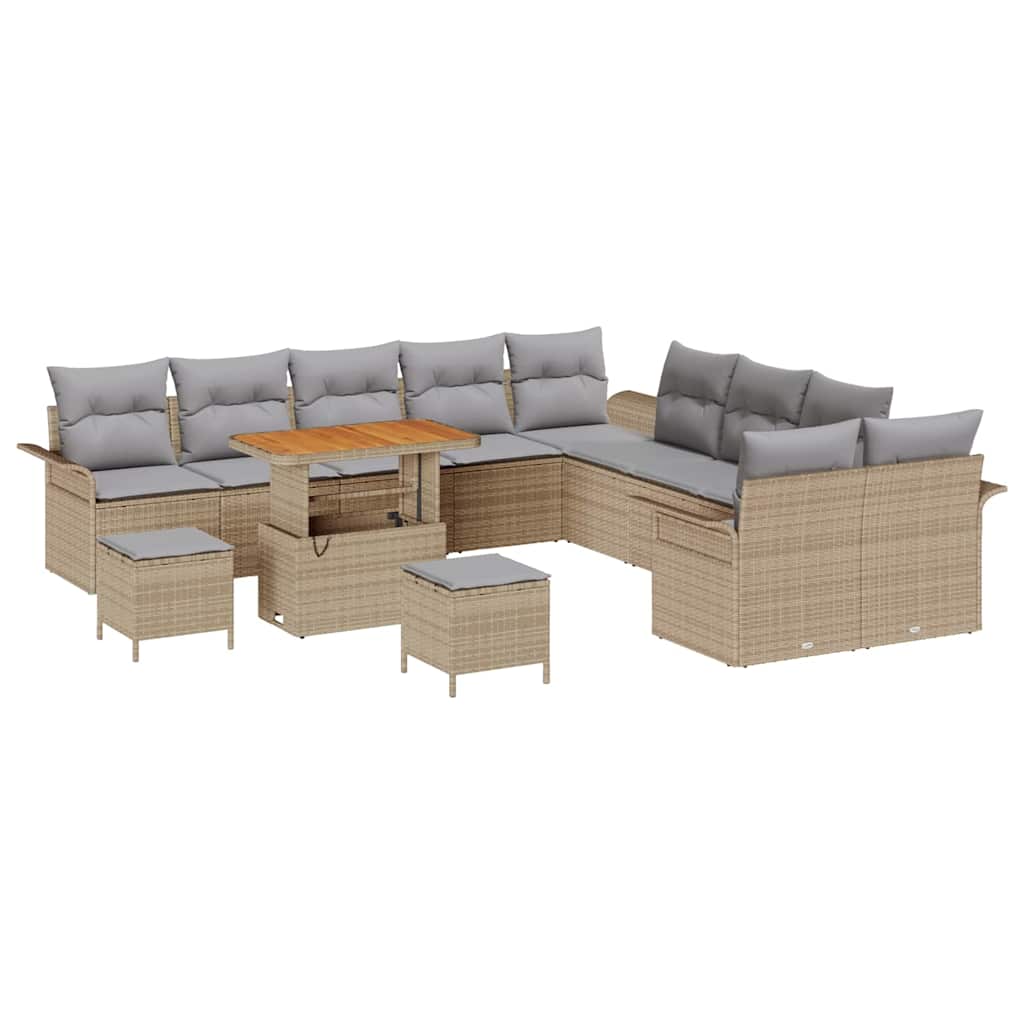 Garten-Sofa-Set 13 pcs Beige und Hellgrau 90 x 55 x 71 cm