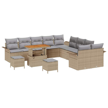 Garten-Sofa-Set 13 pcs Beige und Hellgrau 90 x 55 x 71 cm