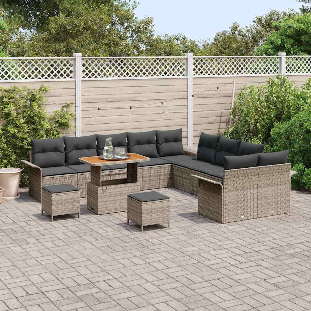 Garten-Sofa-Set mit Kissen 13 pcs Grau 90 x 55 x 71 cm