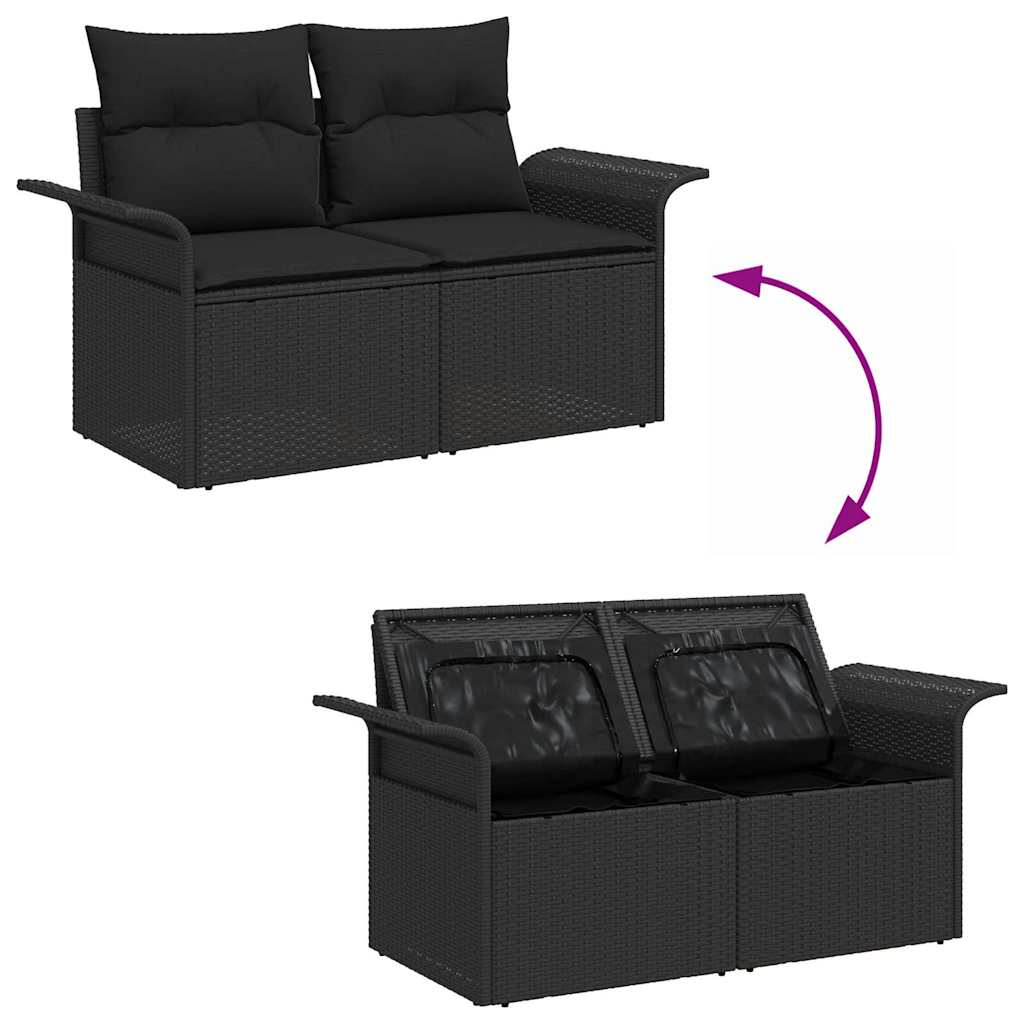Garten-Sofa-Set mit Kissen 14 pcs Schwarz 110 x 55 x 71 cm