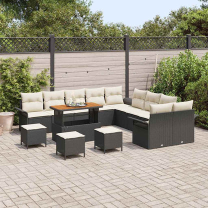 Garten-Sofa-Set 14 pcs Schwarz und Creme 110 x 55 x 71 cm