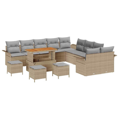 Garten-Sofa-Set mit Kissen mit Kissen 14 pcs Beige und Hellgrau