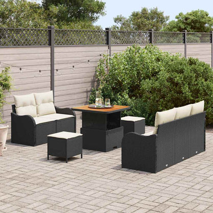 Garten-Sofa-Set 8 pcs Schwarz und Creme 80 x 80 x 71 cm