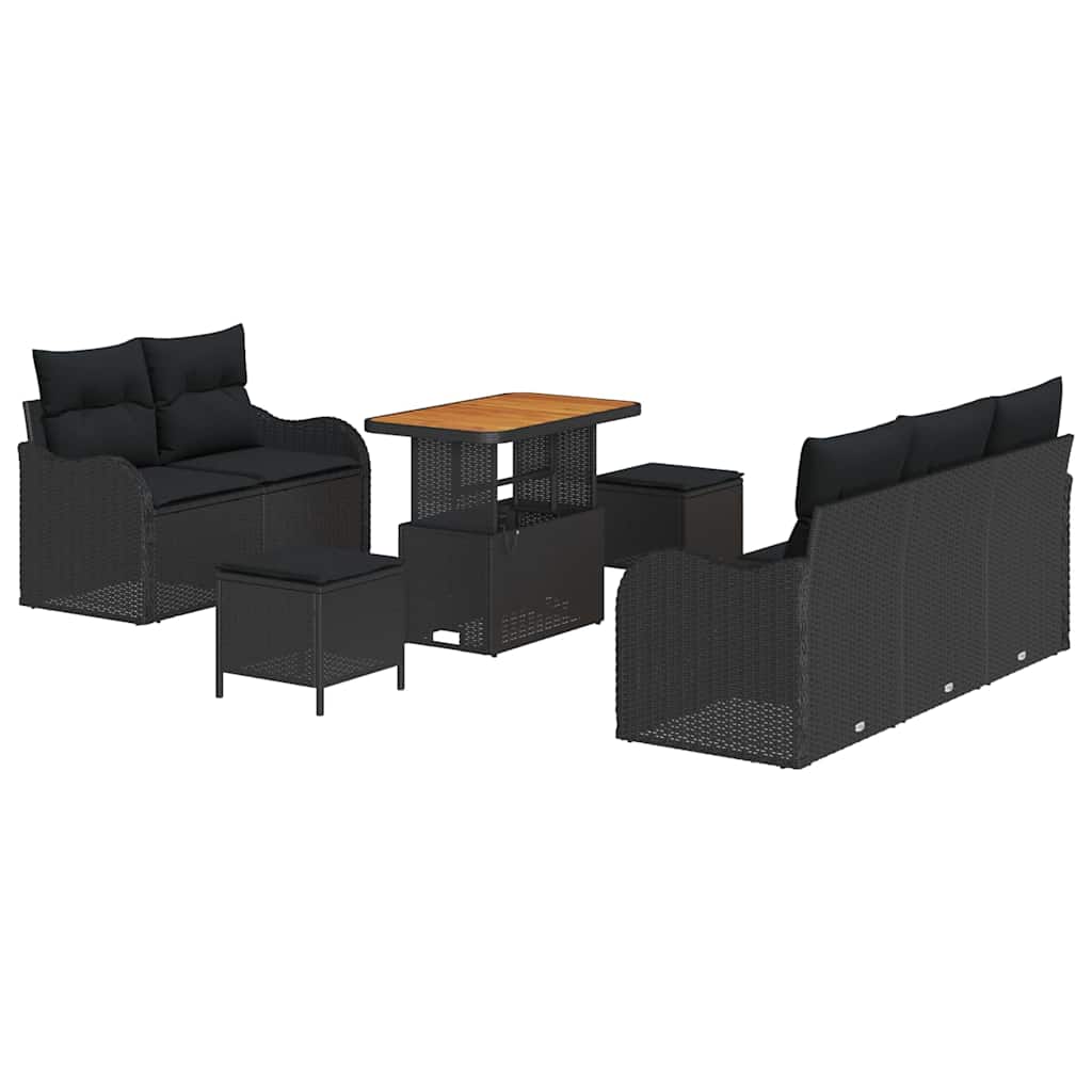 Garten-Sofa-Set mit Kissen 8 pcs Schwarz 90 x 55 x 71 cm
