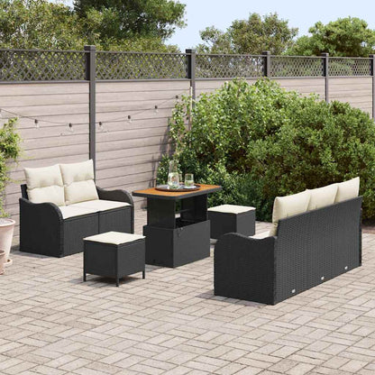 Garten-Sofa-Set 8 pcs Schwarz und Creme 90 x 55 x 71 cm