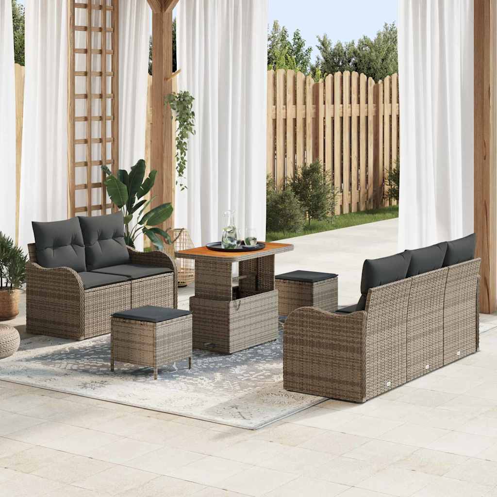 Garten-Sofa-Set mit Kissen 8 pcs Grau 90 x 55 x 71 cm