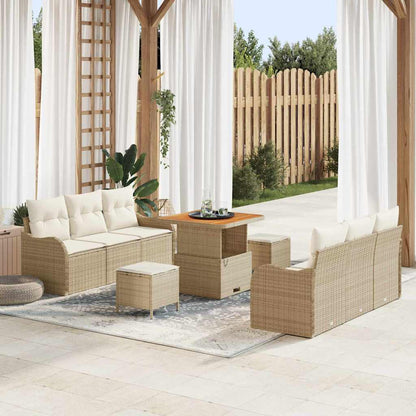 Garten-Sofa-Set 9 pcs Beige und Creme 80 x 80 x 71 cm