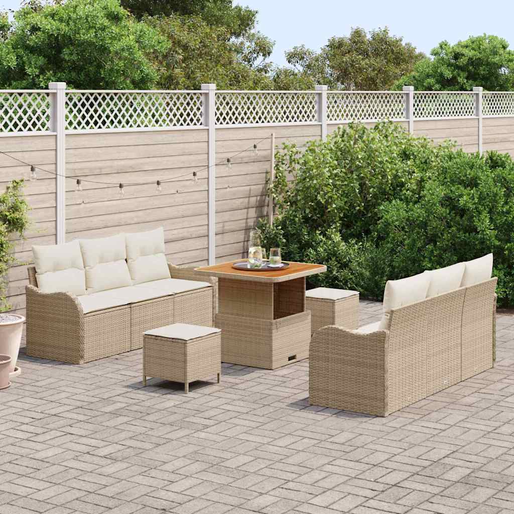 Garten-Sofa-Set 9 pcs Beige und Creme 80 x 80 x 71 cm