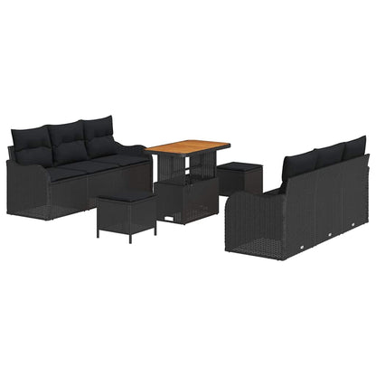 Garten-Sofa-Set mit Kissen 9 pcs Schwarz 90 x 55 x 71 cm