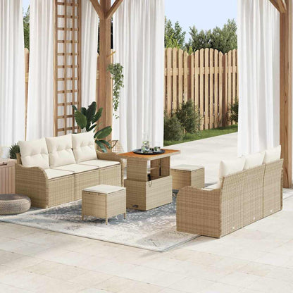 Garten-Sofa-Set 9 pcs Beige und Creme 90 x 55 x 71 cm
