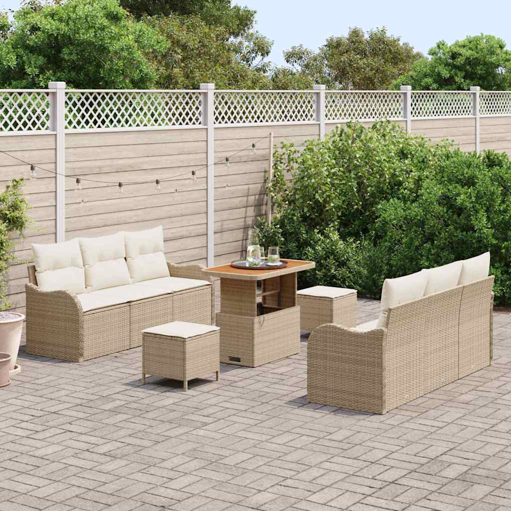 Garten-Sofa-Set 9 pcs Beige und Creme 90 x 55 x 71 cm