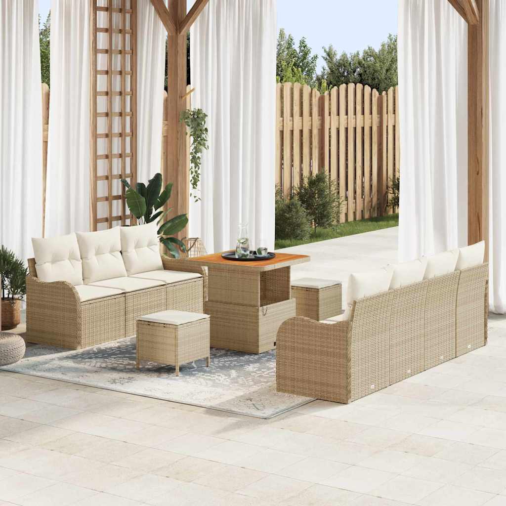 Garten-Sofa-Set 10 pcs Beige und Creme 80 x 80 x 71 cm