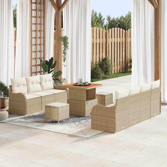 Garten-Sofa-Set 10 pcs Beige und Creme 80 x 80 x 71 cm