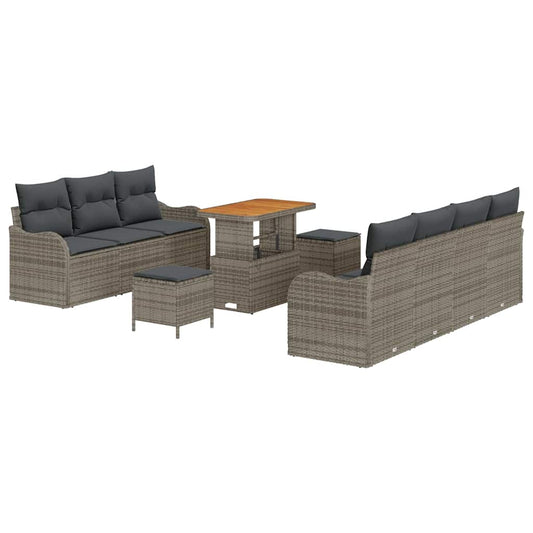 Garten-Sofa-Set mit Kissen 10 pcs Grau 90 x 55 x 71 cm