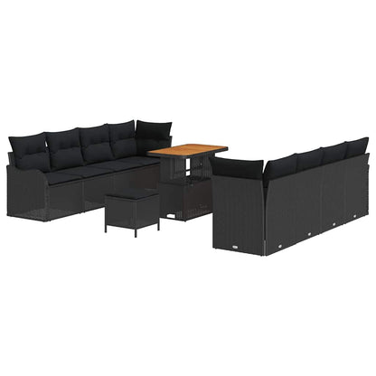 Garten-Sofa-Set mit Kissen 11 pcs Schwarz 90 x 55 x 71 cm