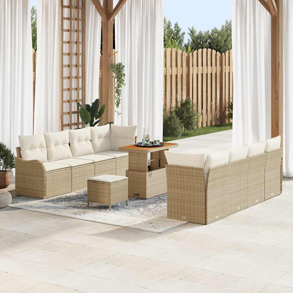 Garten-Sofa-Set 11 pcs Beige und Creme 90 x 55 x 71 cm
