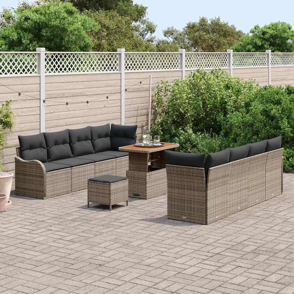 Garten-Sofa-Set mit Kissen 11 pcs Grau 90 x 55 x 71 cm