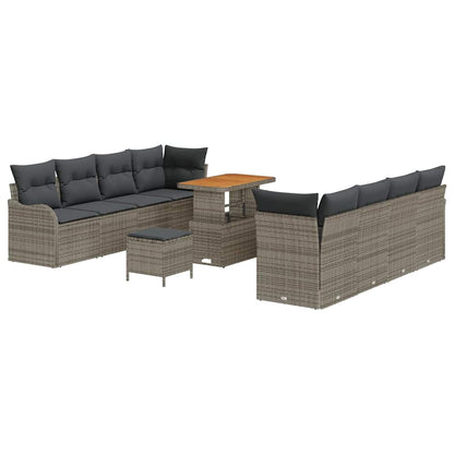 Garten-Sofa-Set mit Kissen 11 pcs Grau 90 x 55 x 71 cm