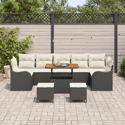 Garten-Sofa-Set mit Kissen mit Kissen 10 pcs Schwarz und Creme