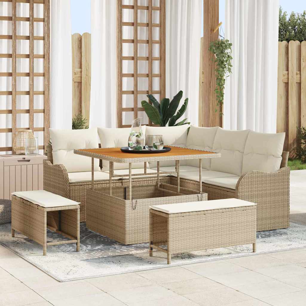 Garten-Sofa-Set 8 pcs Beige und Creme 100 x 100 x 71 cm