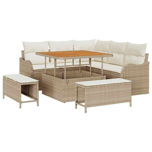 Garten-Sofa-Set 8 pcs Beige und Creme 100 x 100 x 71 cm