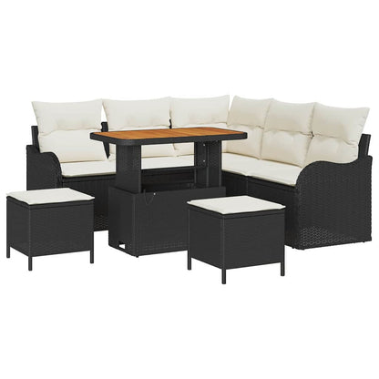 Garten-Sofa-Set 8 pcs Schwarz und Creme 90 x 55 x 71 cm