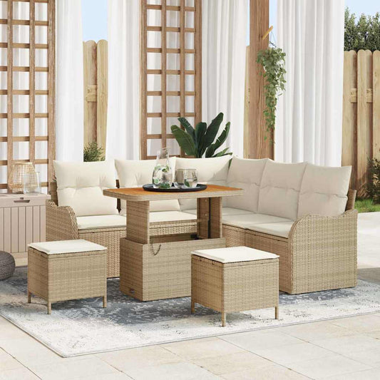 Garten-Sofa-Set 8 pcs Beige und Creme 90 x 55 x 71 cm