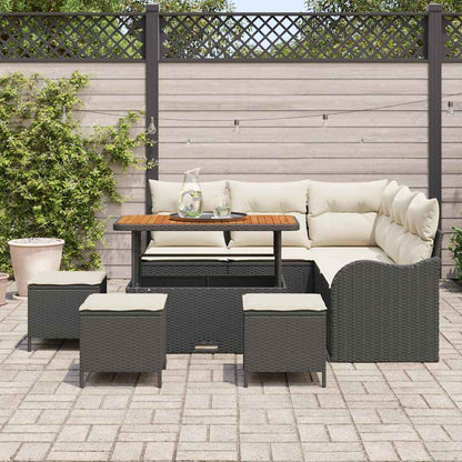 Garten-Sofa-Set 9 pcs Schwarz und Creme 110 x 55 x 71 cm