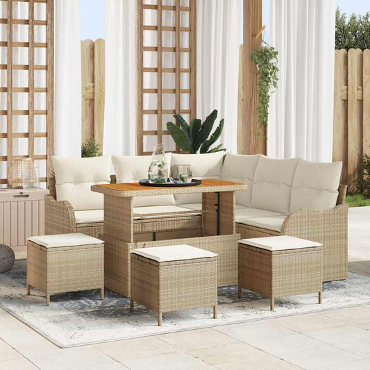 Garten-Sofa-Set 9 pcs Beige und Creme 110 x 55 x 71 cm