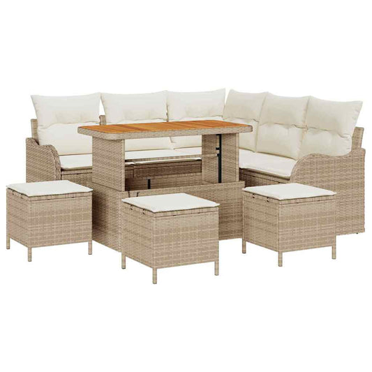 Garten-Sofa-Set 9 pcs Beige und Creme 110 x 55 x 71 cm