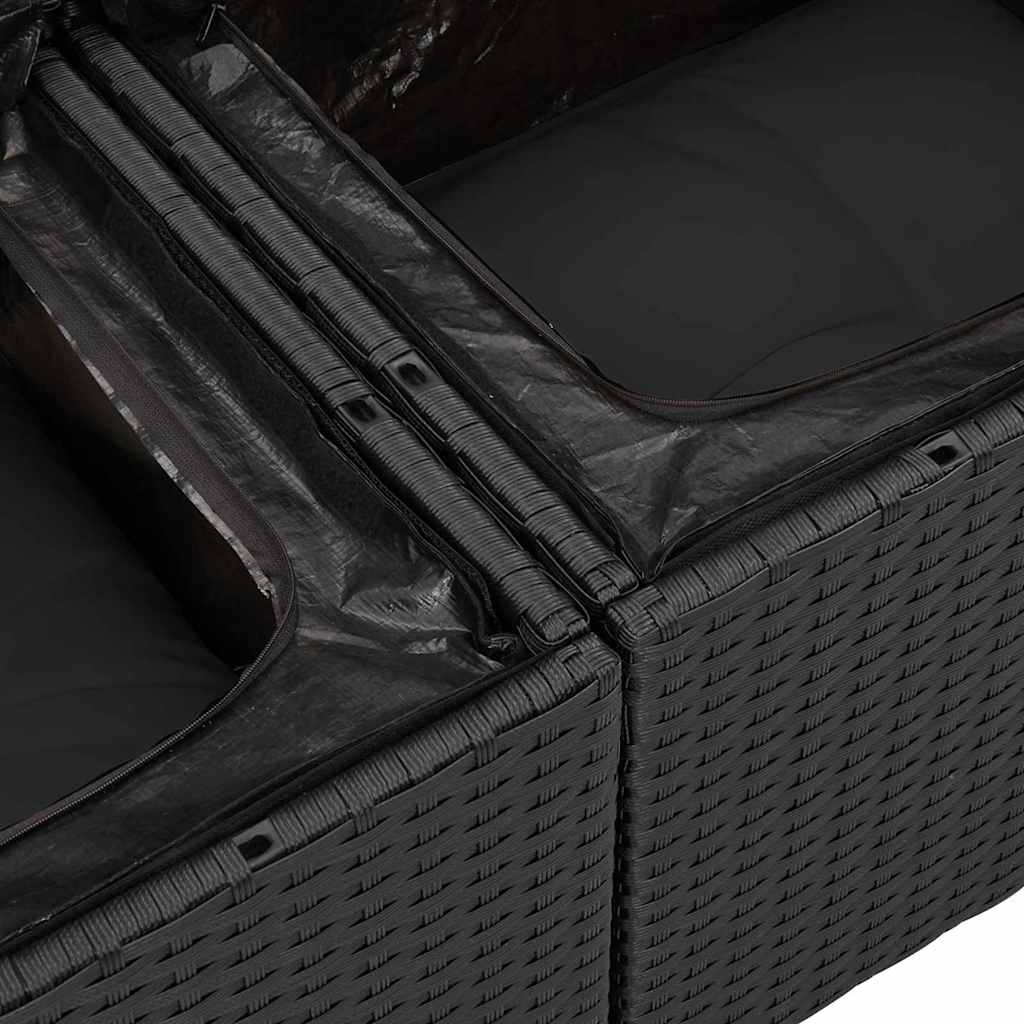 Garten-Sofa-Set mit Kissen 12 pcs Schwarz 100 x 100 x 71 cm