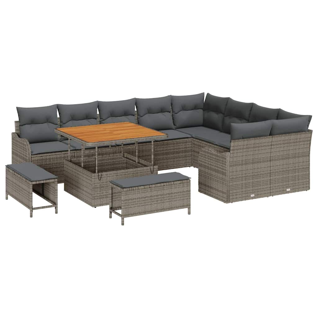 Garten-Sofa-Set mit Kissen 12 pcs Grau 100 x 100 x 71 cm