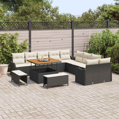 Garten-Sofa-Set 13 pcs Schwarz und Creme 100 x 100 x 71 cm