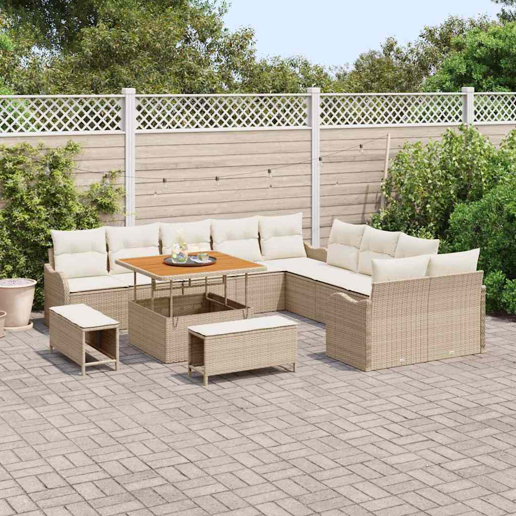Garten-Sofa-Set 13 pcs Beige und Creme 100 x 100 x 71 cm