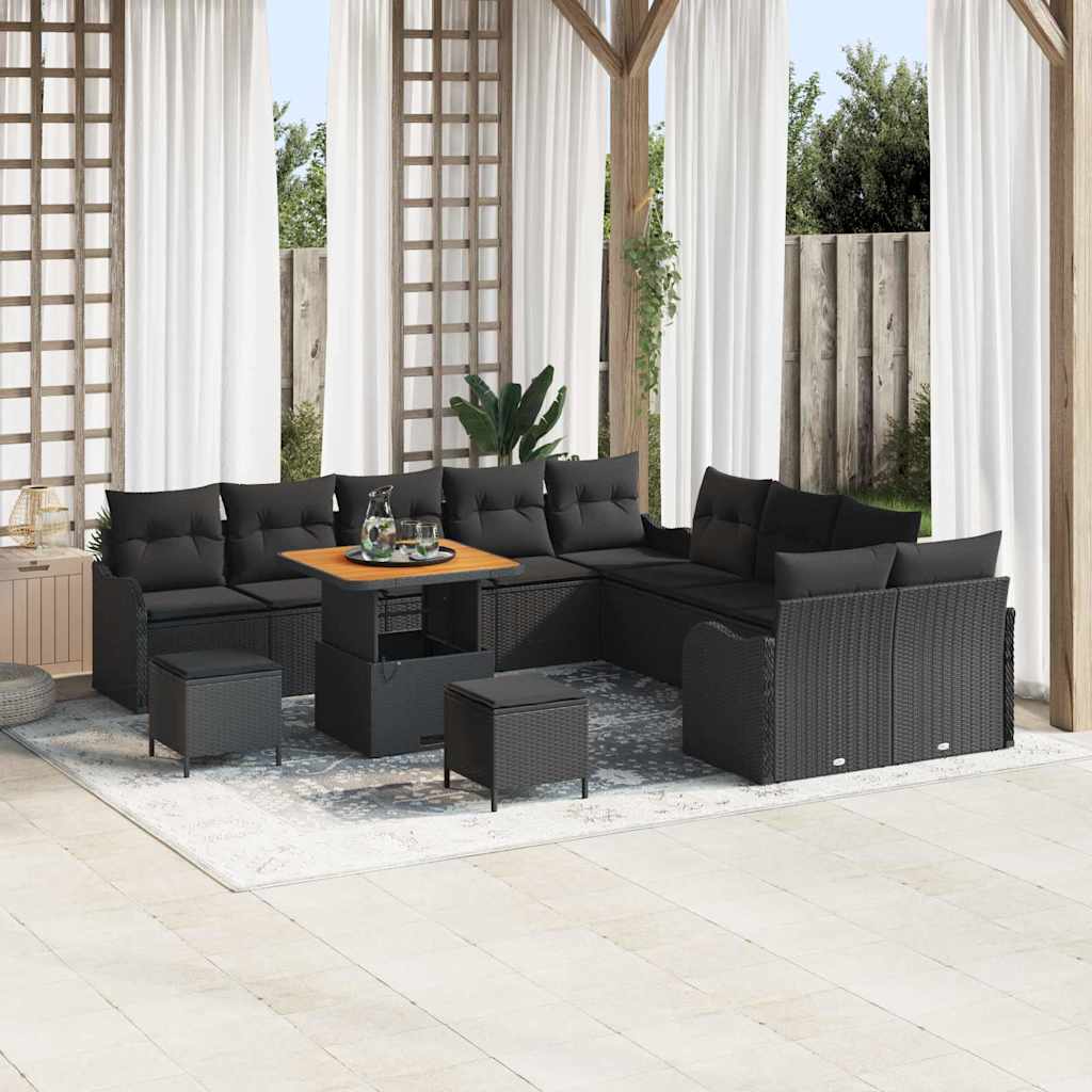 Garten-Sofa-Set mit Kissen 13 pcs Schwarz 80 x 80 x 71 cm