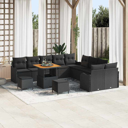Garten-Sofa-Set mit Kissen 13 pcs Schwarz 80 x 80 x 71 cm