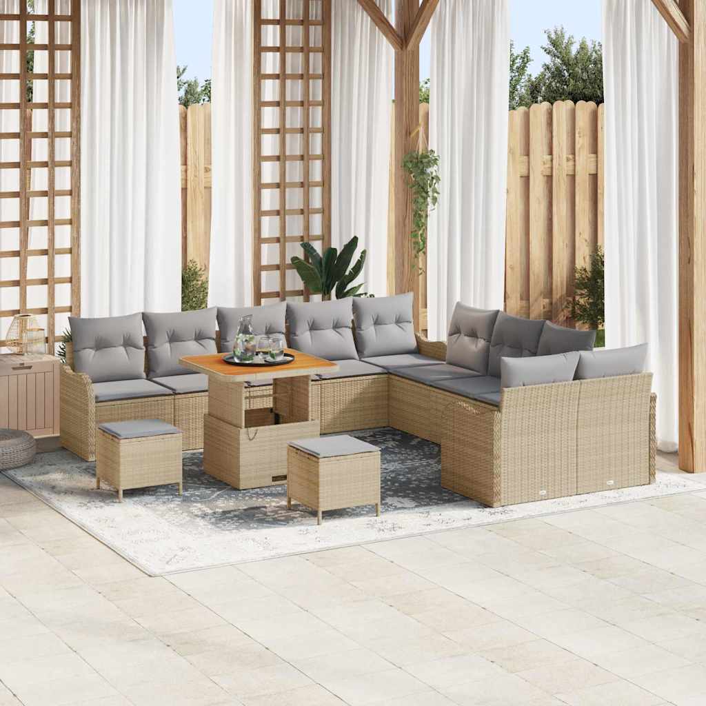 Garten-Sofa-Set 13 pcs Beige und Hellgrau 80 x 80 x 71 cm