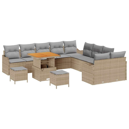 Garten-Sofa-Set 13 pcs Beige und Hellgrau 80 x 80 x 71 cm