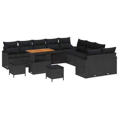 Garten-Sofa-Set mit Kissen 13 pcs Schwarz 90 x 55 x 71 cm