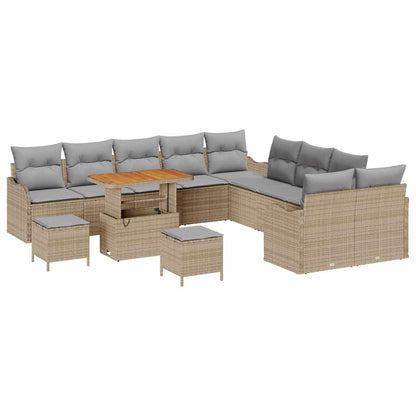 Garten-Sofa-Set 13 pcs Beige und Hellgrau 90 x 55 x 71 cm