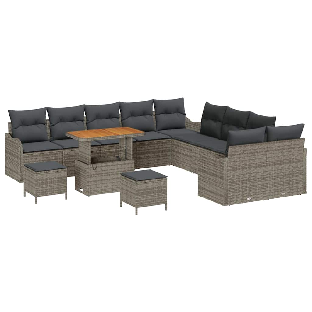 Garten-Sofa-Set mit Kissen 13 pcs Grau 90 x 55 x 71 cm